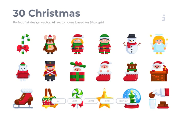 30 Christmas Icons - Flat