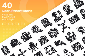 Recruitment Icons Set - Glyph