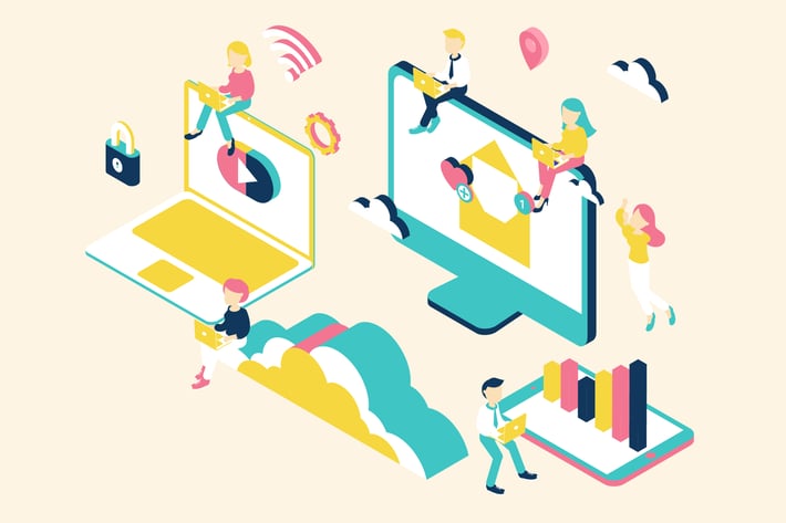 Cloud Computing Isometric Illustration
