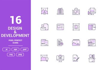 Design and Development Color Vector Line Icons