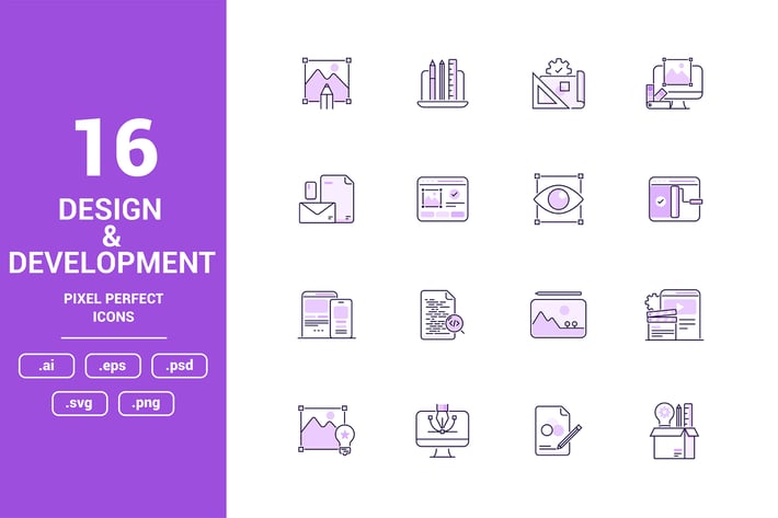 Design and Development Color Vector Line Icons