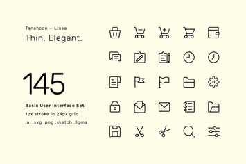 145 Basic UI Icon Set - Linea