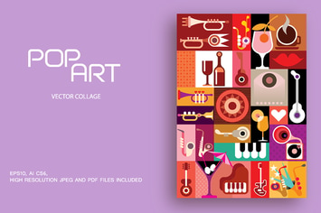 Music Party pop art vector collage