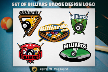 Set of Billiards Badge Design