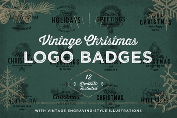 Vintage Christmas Logo Badges