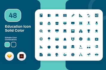 Education Solid Color Icon Set