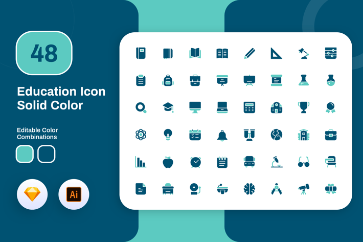 Education Solid Color Icon Set