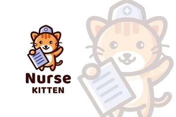 Nurse Kitten Logo Template