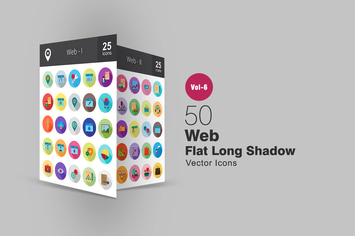 50 Web Flat Shadowed Icons