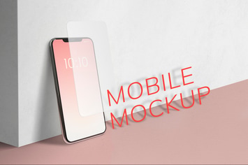 Smartphone mockup with pink gradient background