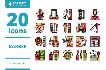 Barber Filled icons packs