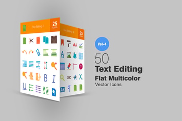 50 Text Editing Flat Multicolor Icons