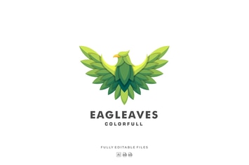 Eagle Leaves Colorful Logo