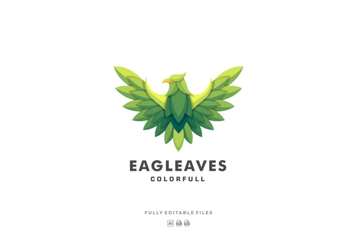 Eagle Leaves Colorful Logo