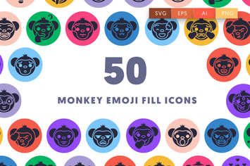 50 Monkey Emoji Fill Icons