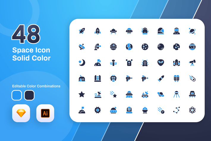 Space Solid Color Icon Set