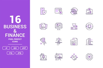 Business and Finance Color Vector Line Icons