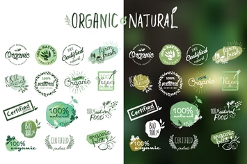 Organic products stickers and badges