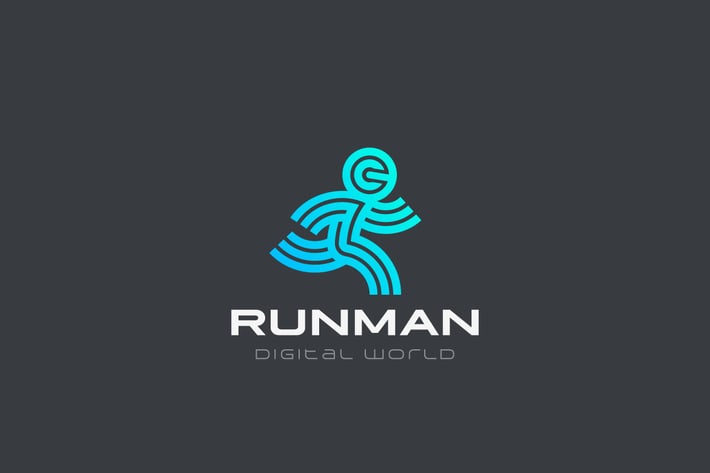 Logo Running Man Run Delivery Digital Technology