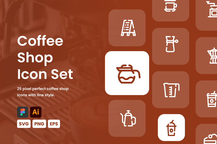Coffee Shop Line Icon Set
