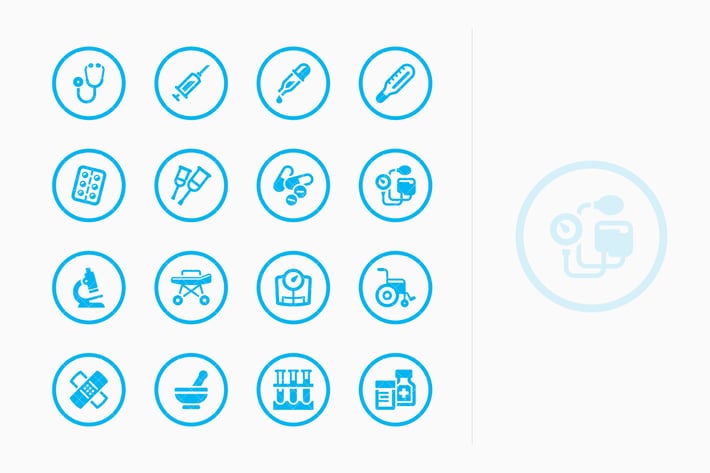 Medical Equipment & Supplies Icons - Blue Circles
