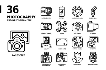 Photography Outline Style Icon Set