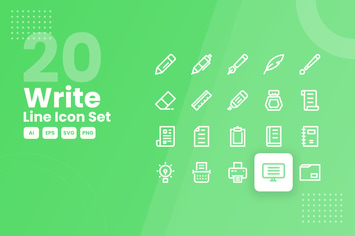 20 Write Line Icon Set