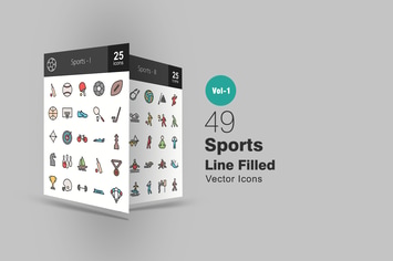 49 Sports Line Filled Icons