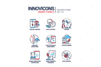 Smart farm - colorful line design style icons