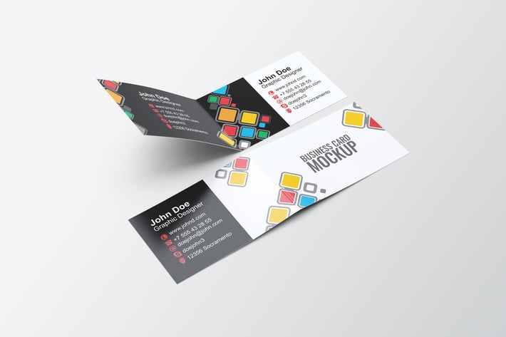 Folded Business Card Mock-Up