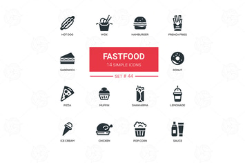 Fastfood concept - line design icons set