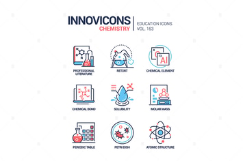 Chemistry - modern line design style icons set