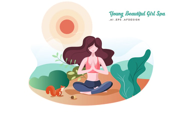Young Beautiful Girl Spa Vector Illustration