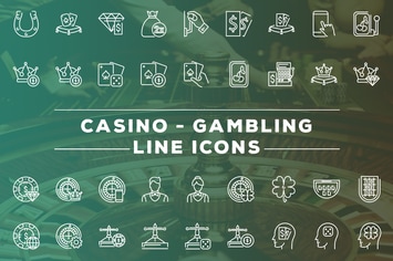 Casino and Gambling Line Icons