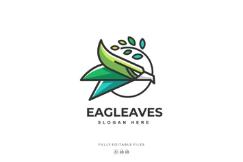 Simple Eagle with leaves Color Logo template
