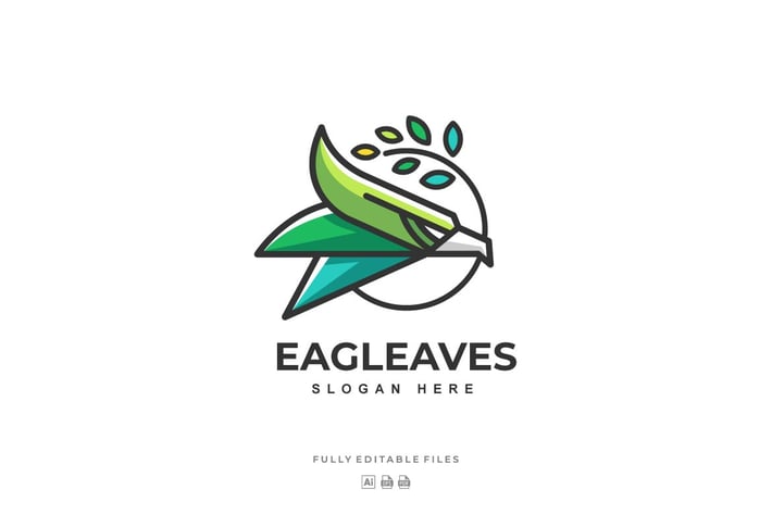 Simple Eagle with leaves Color Logo template
