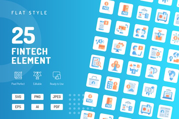 Fintech Element Flat Icons
