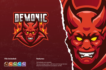 Red Demon Mascot Logo Template