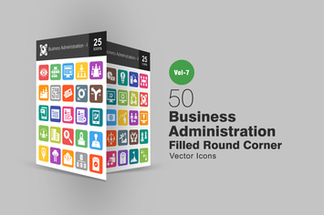 50 Business Admin Filled Round Corner Icons