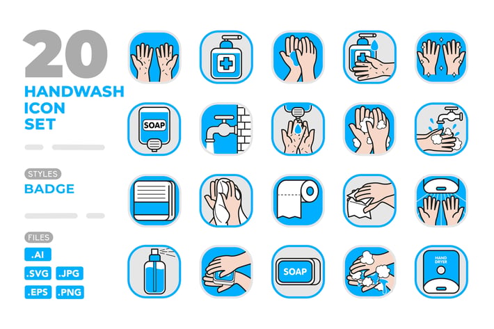 Handwash Icon Set (Badge)