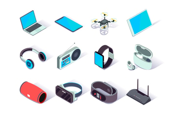 Devices and Gadgets Isometric Icons Set