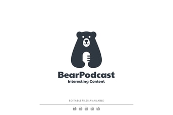 Bear Podcast Space Silhouette Logo