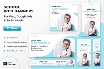 School & Education Web Banners, Google Ads & Posts