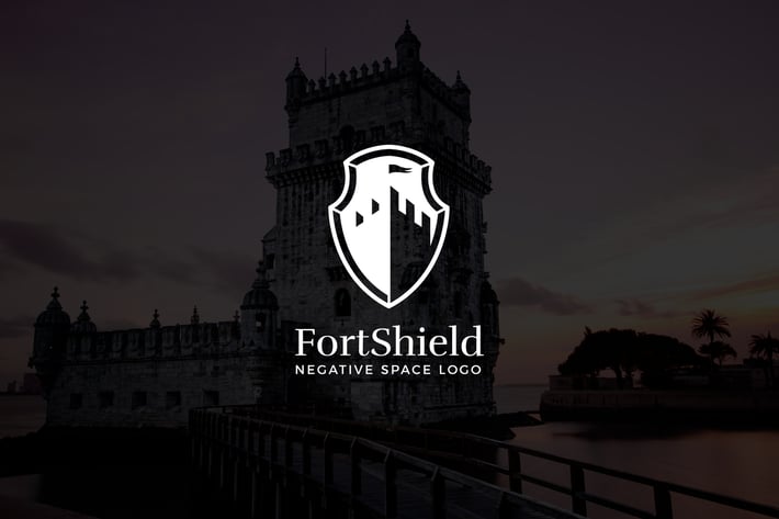 Fortshield : Negative Space Castle Logo
