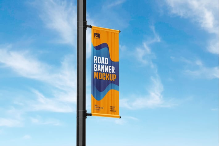 Street Pole Banner Mockup