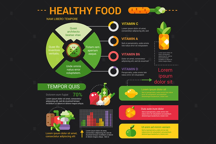 Healthy Food - flat design style poster