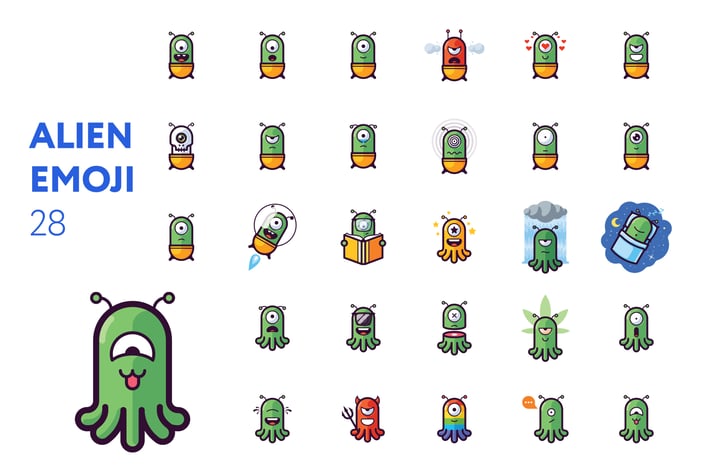 Alien emoji set