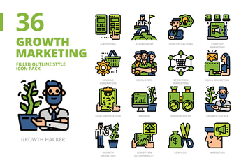 Growth Marketing Filled Outline Style Icon Set