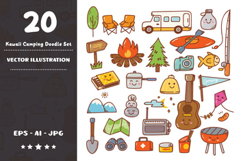 Kawaii Camping Doodle Set