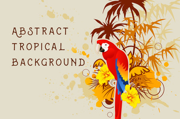 Background with Palm and Parrot